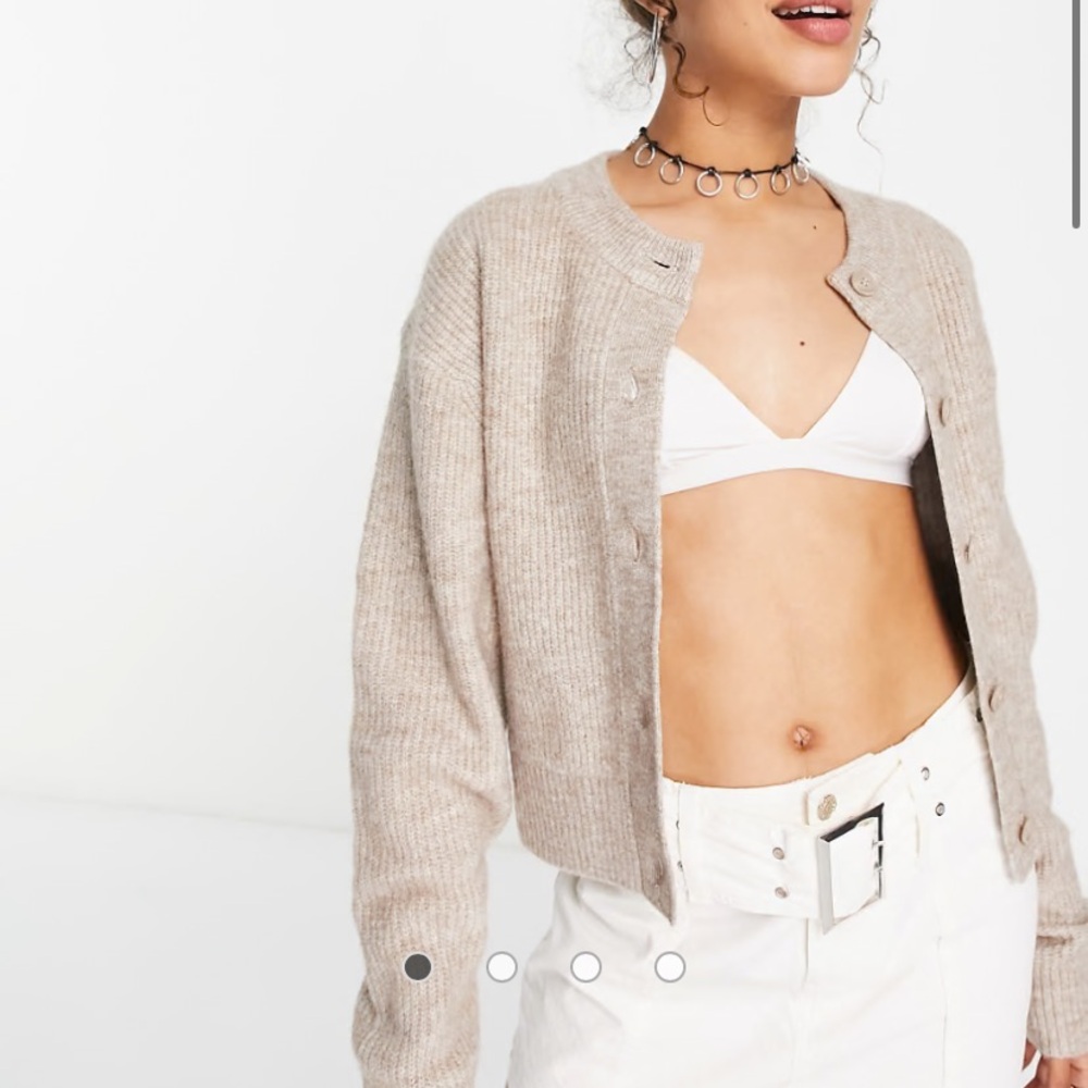 Weekday Swing Cardigan Oatmeal Mohair Wool Large